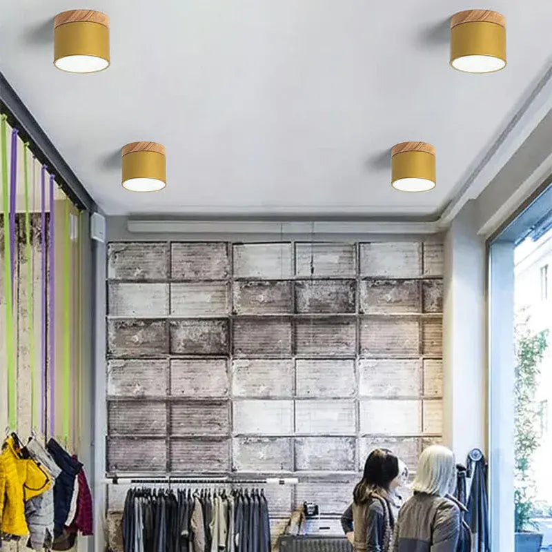 Nordic Macaron LED Flush Mount Ceiling Light with Wood Accent