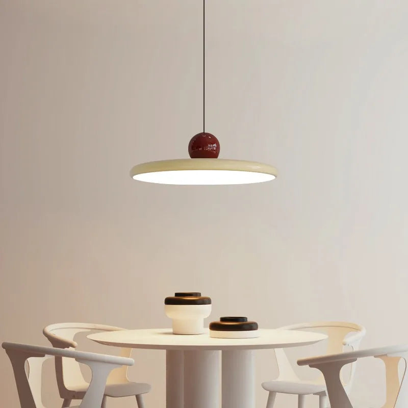 Nordic UFO-Style Pendant Fixture | LED Cream Ceiling Light