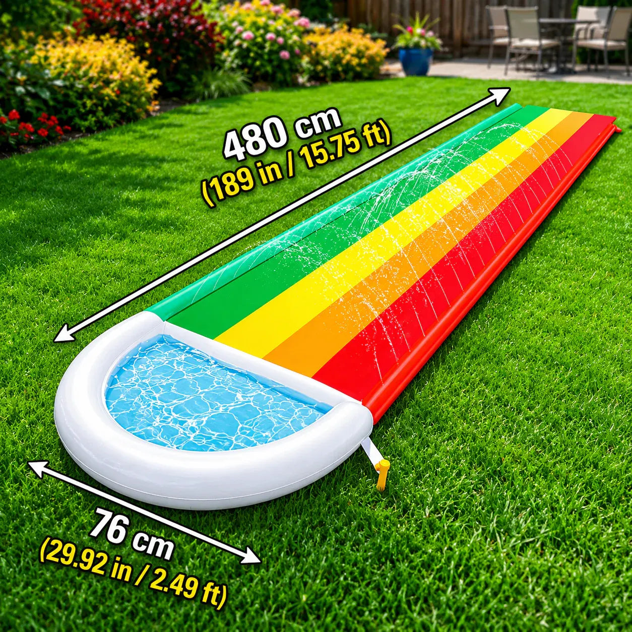 Outdoor Inflatable Racing Slide with Climbing Splash Zone - Large Size
