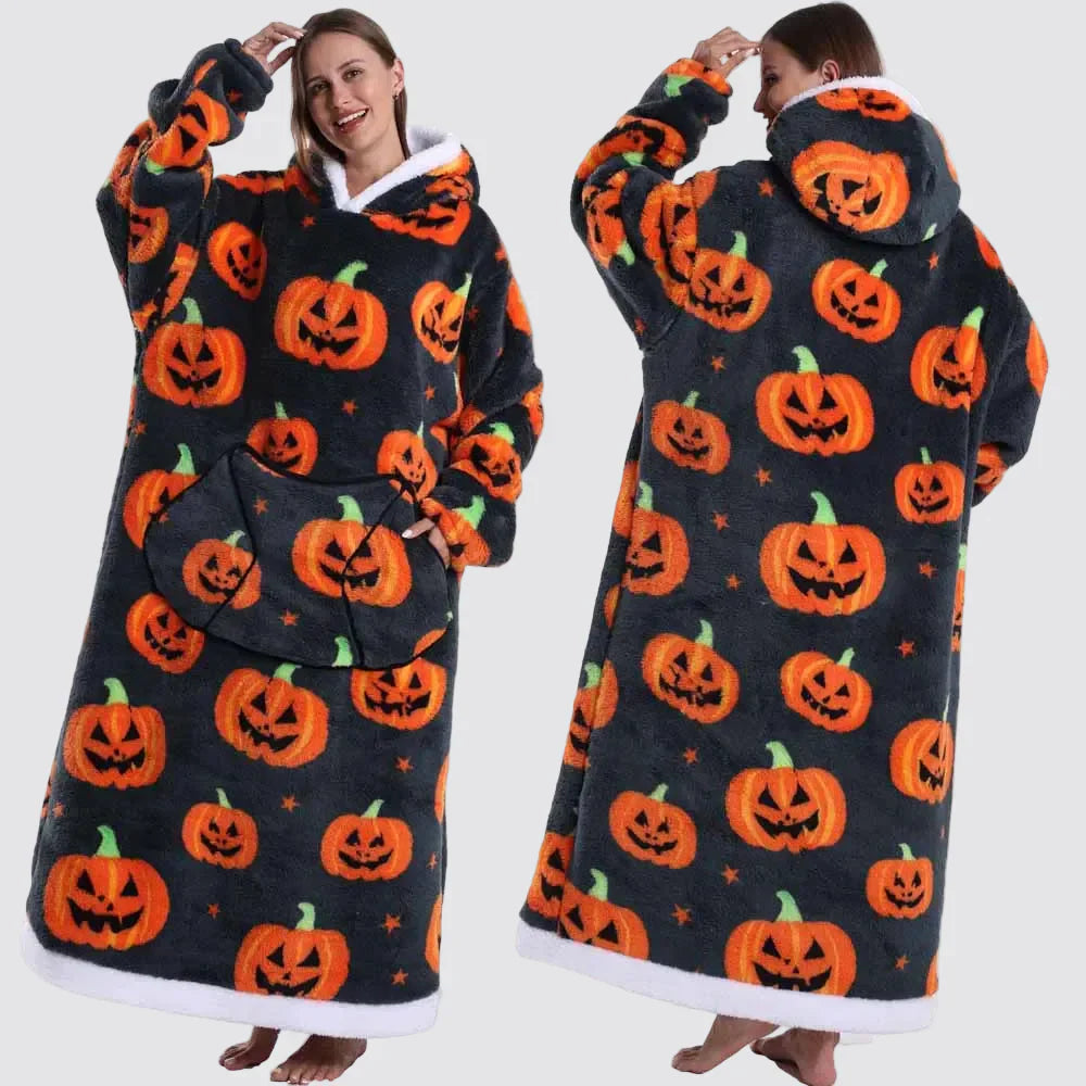 Oversized Wearable Hooded Sherpa Blanket for Adults