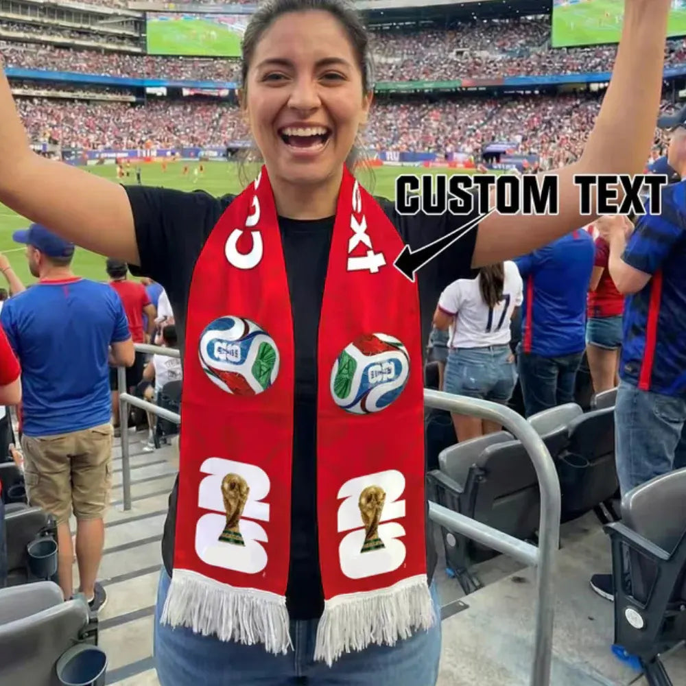 Personalized Mexico Flag Soccer Scarf with Custom Text Banner