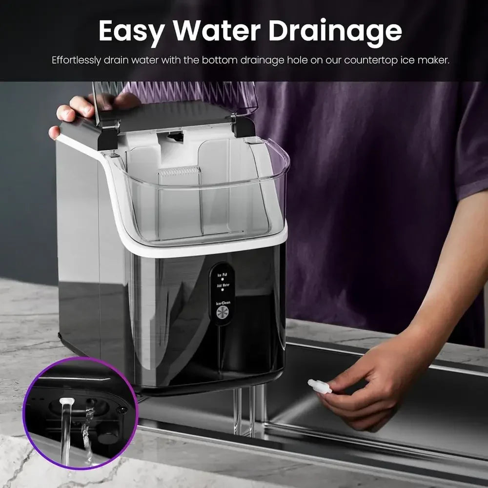 Portable Compact Countertop Nugget Ice Maker with Fast Chewable Production