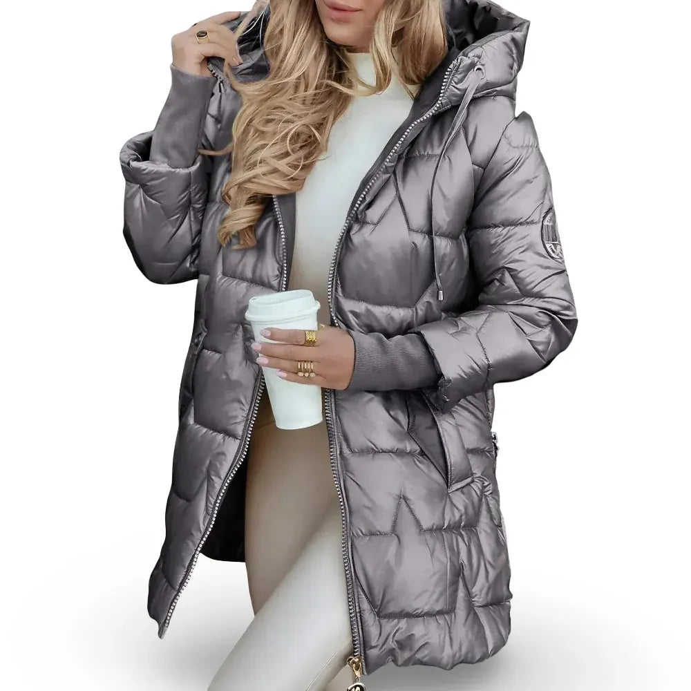 Quilted Hooded Jacket with Padding for Women – Winter Coat