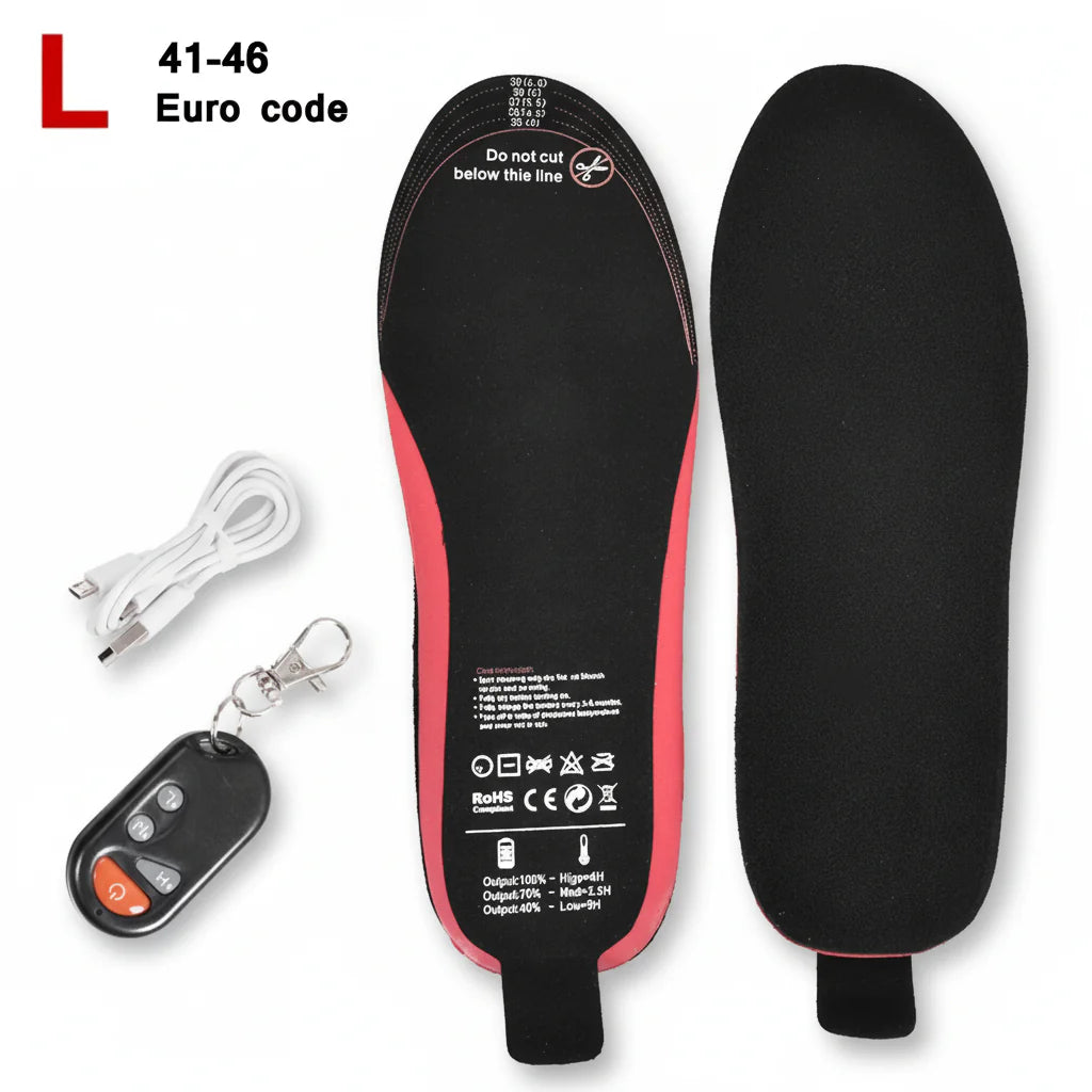 Rechargeable Heated Shoe Insoles with Wireless Remote for Winter Warmth