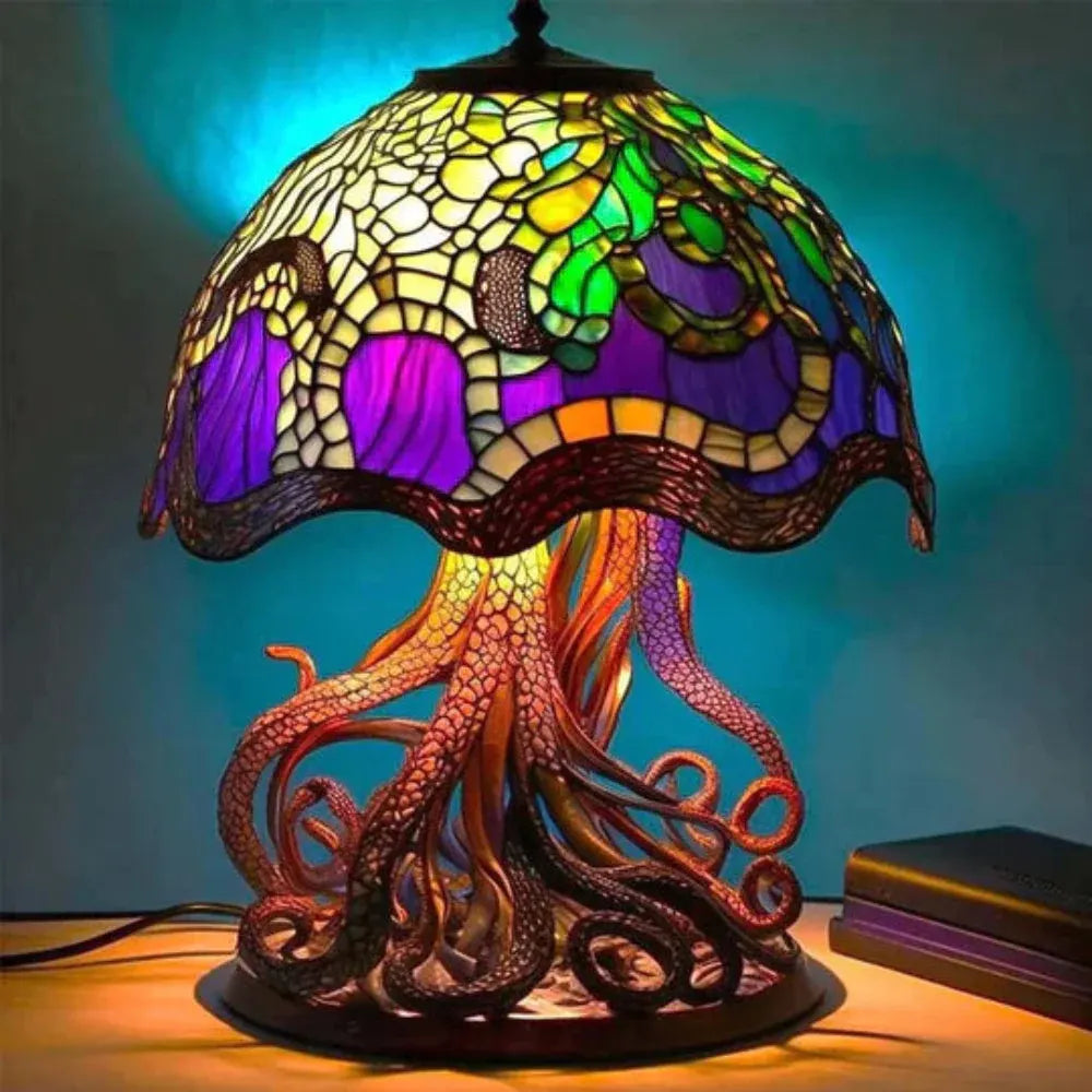Resin Mushroom-Style Glass LED Table Lamp with Ambient Accent Lighting
