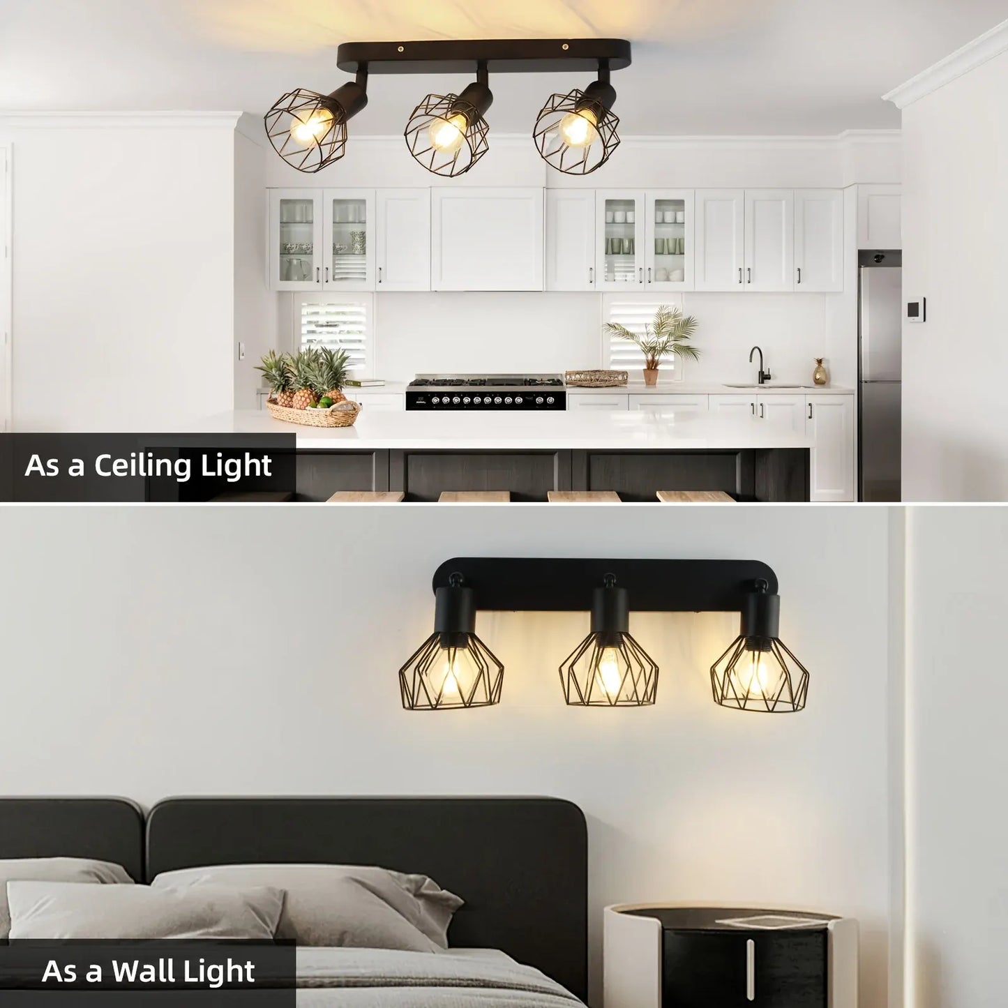 Retro 3-Light Ceiling Track Spotlight – Industrial Black Metal Fixture