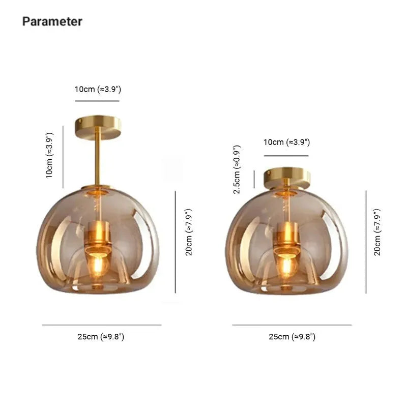Retro Amber Bubble Glass Pendant Ceiling Light