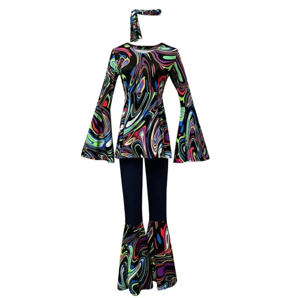Retro Hippie Bell Bottom Adult Halloween Costume Set