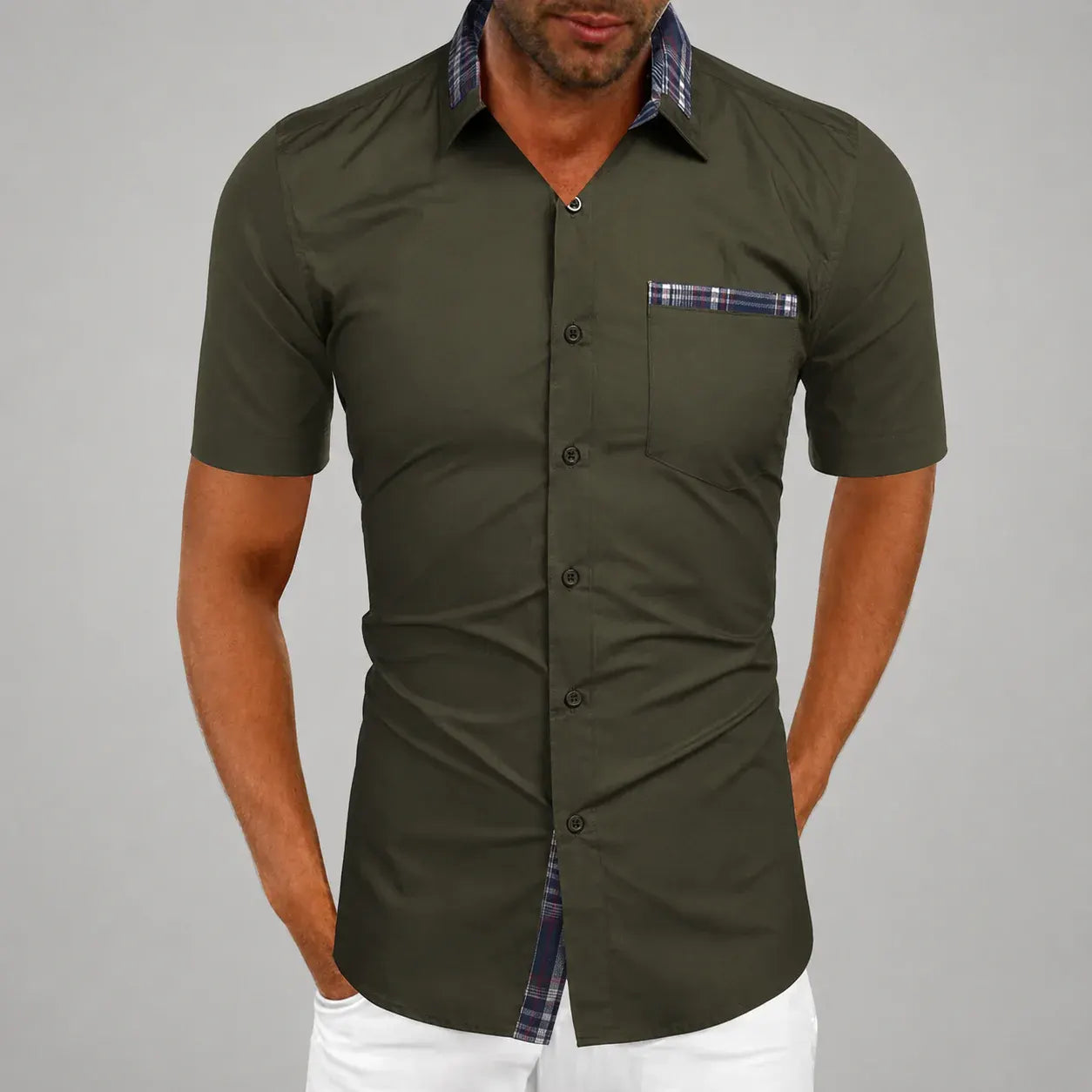 Short Sleeve Button-Front Casual Summer Shirt for Men