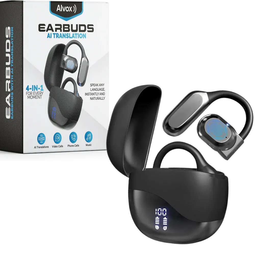 Smart Translator Wireless Earbuds with USB-C Charging