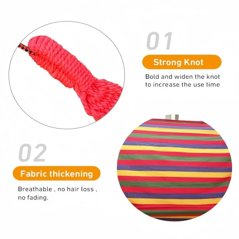 Striped Double Camping Hammock – Canvas Swing Bed for Indoor & Outdoor Use