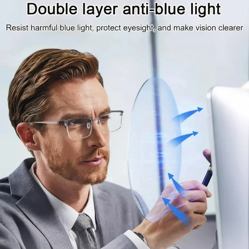 Titanium Frame Computer Reading Glasses with Matte Finish Design