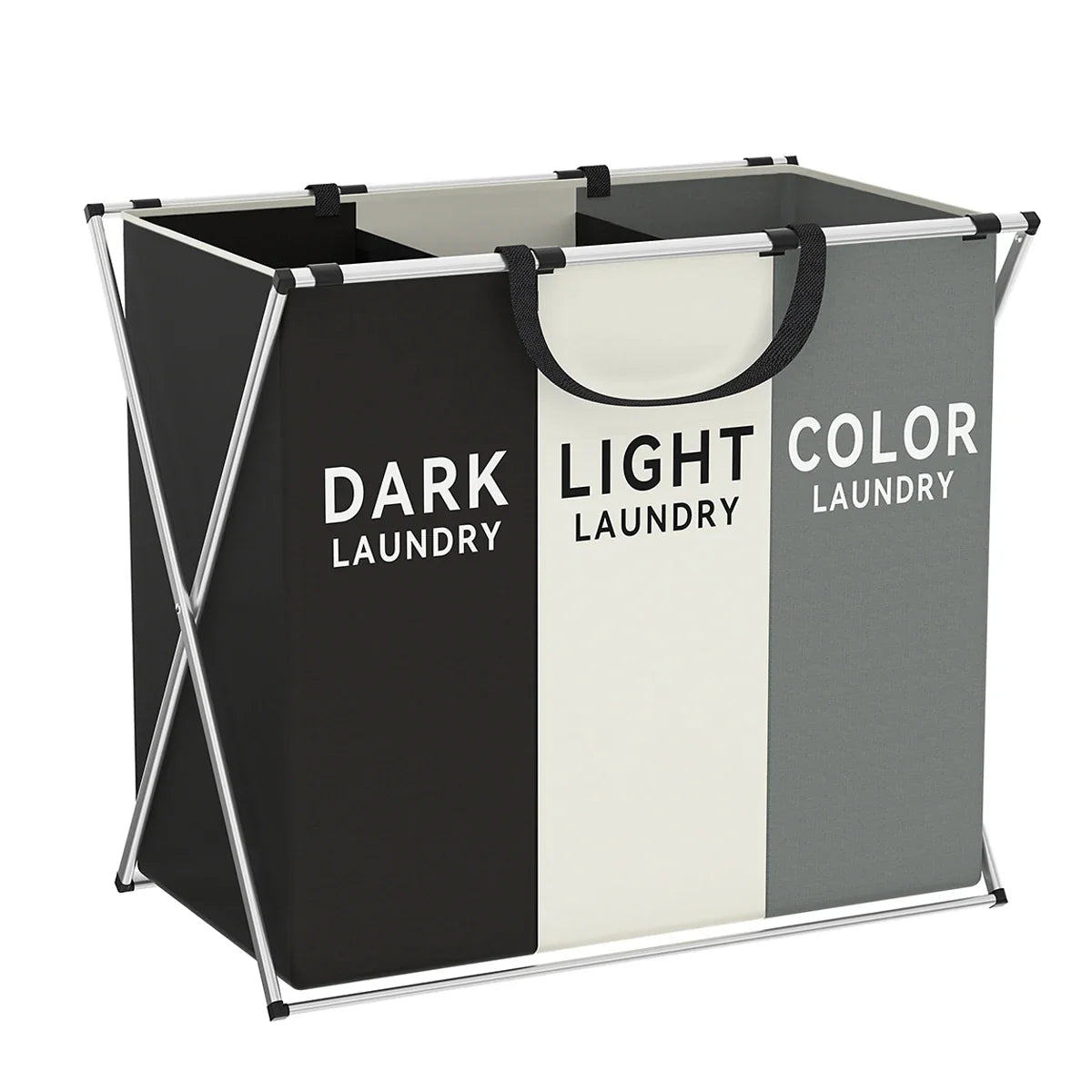 TriSort Foldable Laundry Hamper with Multiple Compartments for Sorting Clothes