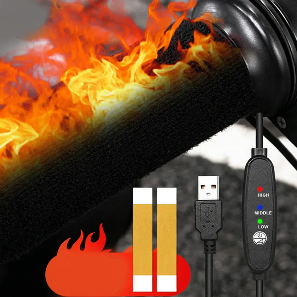 USB-Powered Motorcycle Handlebar Grips with Adjustable Heat Control