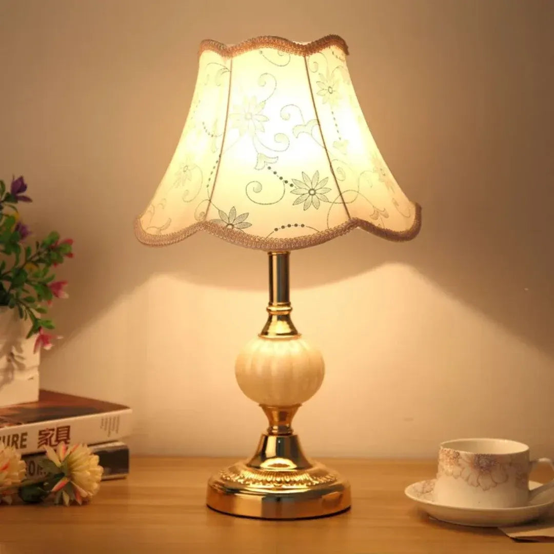 Vintage Scandinavian Table Lamp with Elegant Floral Pattern Design