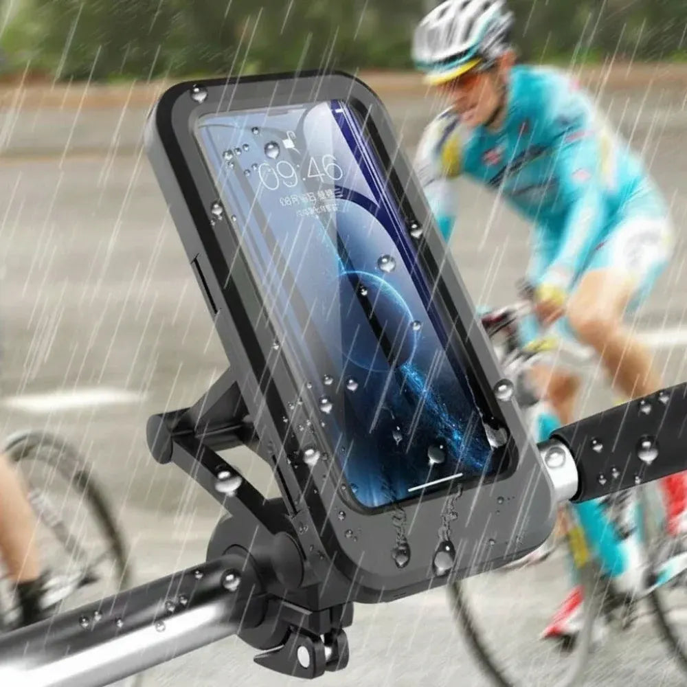 Waterproof Bike Handlebar Phone Holder with 360-Degree Rotation Mount