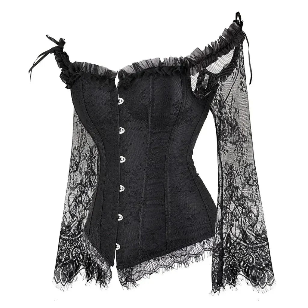Women's Gothic Corset Lace-Sleeve Halloween Costume Outfit