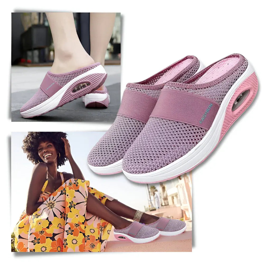 Women's Mesh Slip-On Walking Shoes with Cushioned Sole