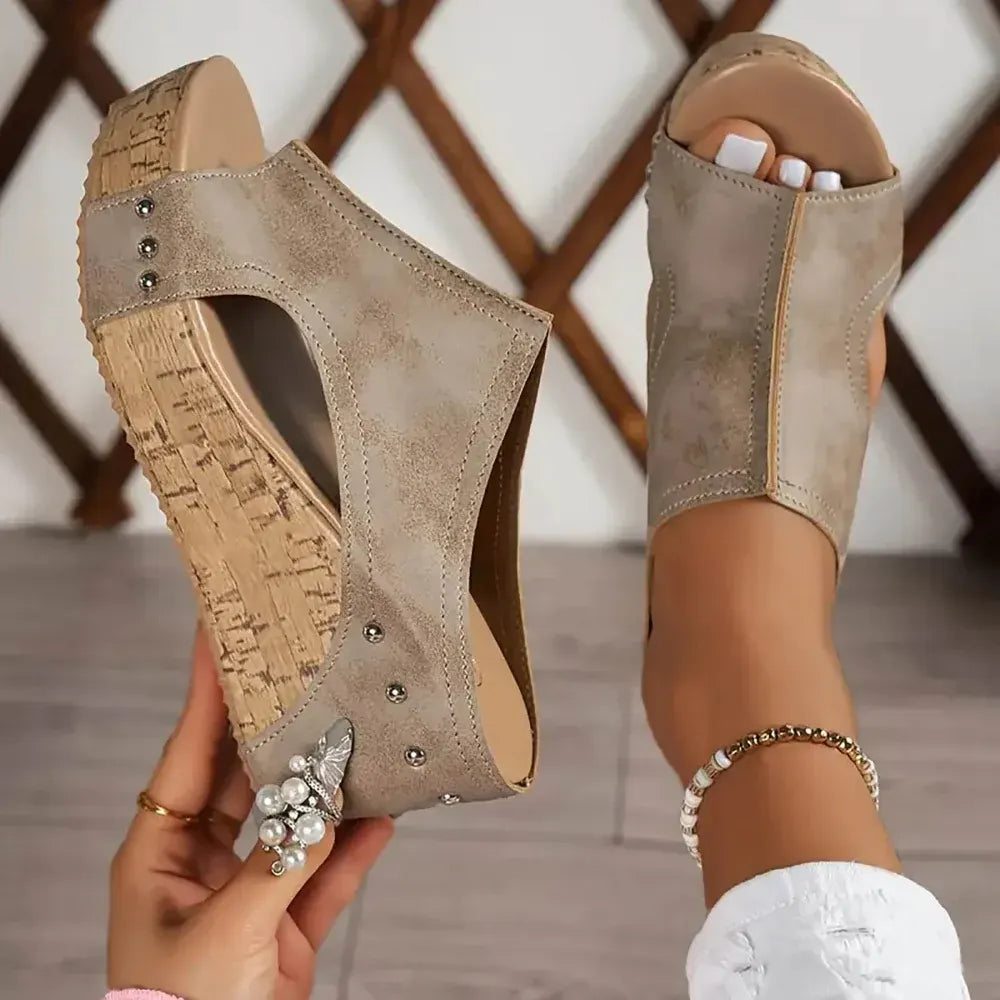 Women's Wedge Platform Slip-On Sandals for Casual Summer Wear