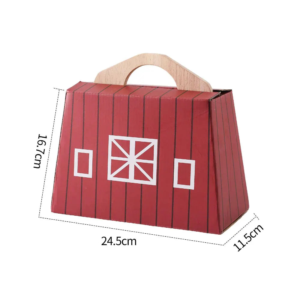 Wooden Farm Animal Playset for Toddlers - Portable Travel Toy