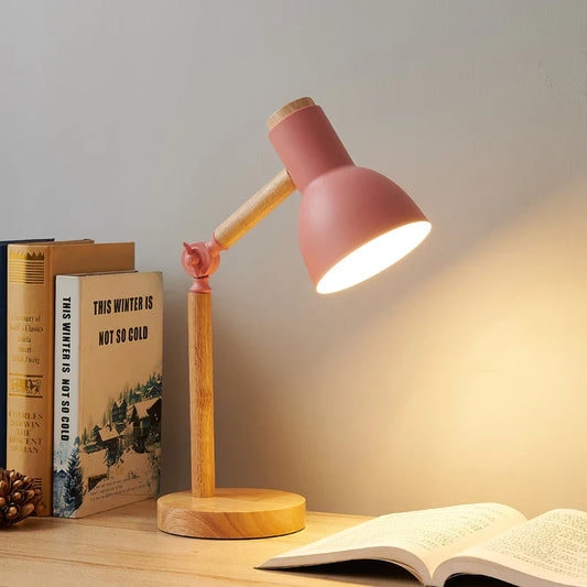Wooden Nordic Desk Lamp with Adjustable Modern Table Light Design