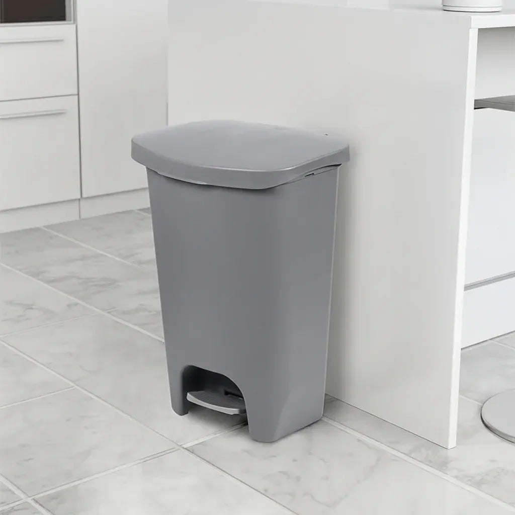 13-Gallon White Kitchen Step Trash Can with Odor Protection Lid
