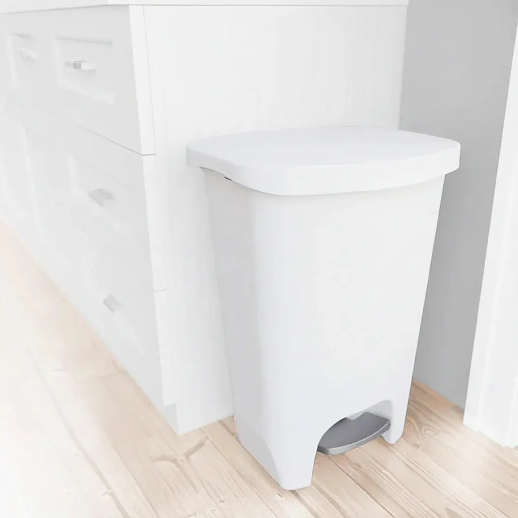 13-Gallon White Kitchen Step Trash Can with Odor Protection Lid