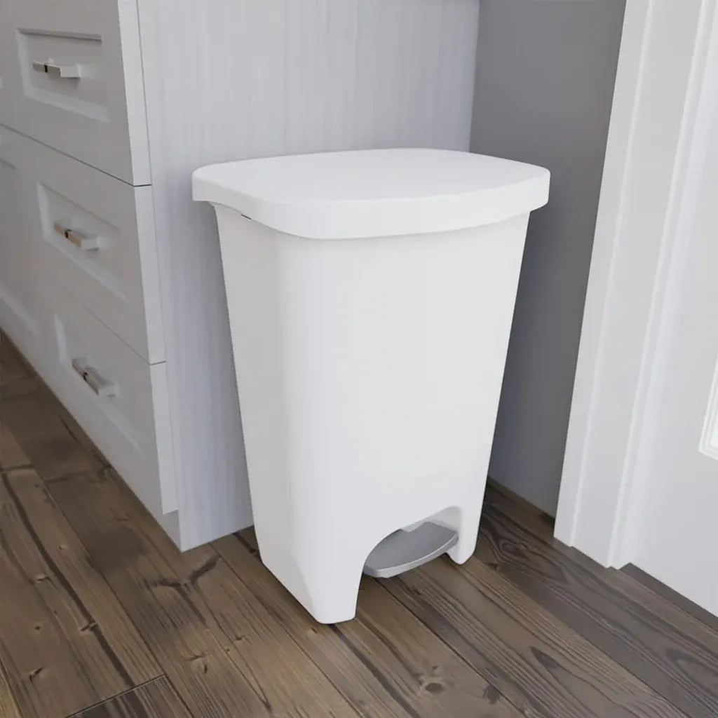 13-Gallon White Kitchen Step Trash Can with Odor Protection Lid