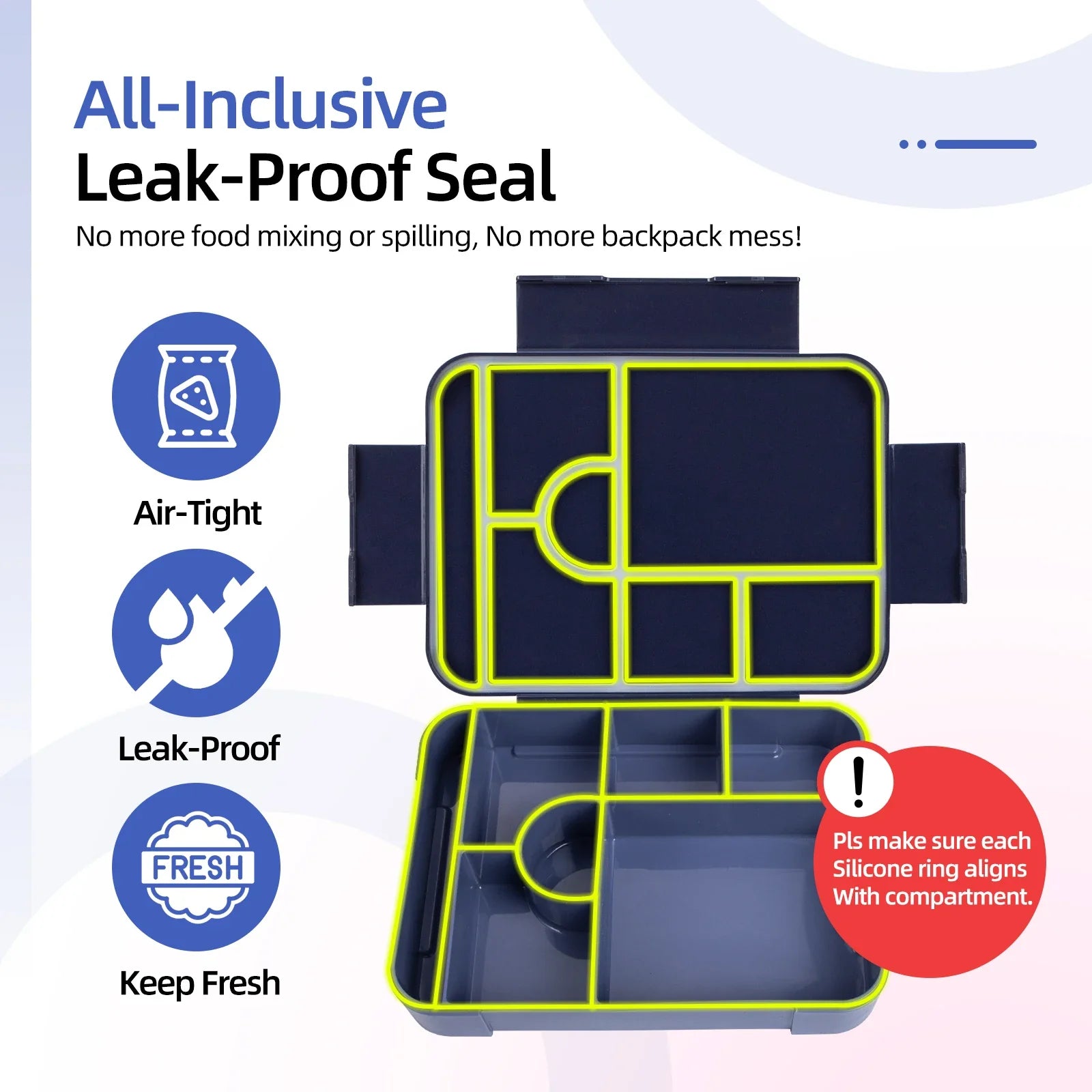1330ml Large Capacity Leak-Proof Bento Lunch Box – Microwave-Safe Portable Food Container
