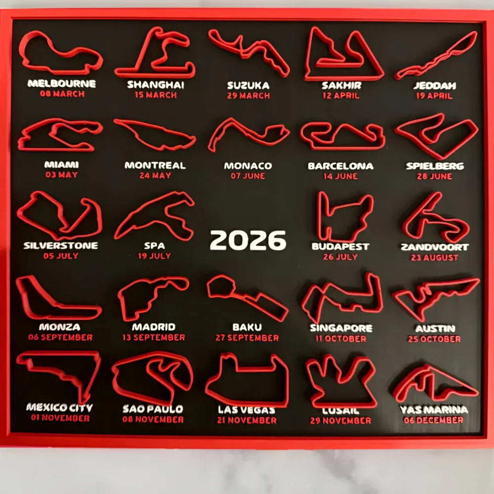 2026 Racing Route Wall Art Calendar Display Board