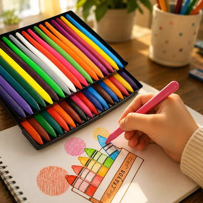 24-Piece Non-Toxic Crayon Set with Storage Case
