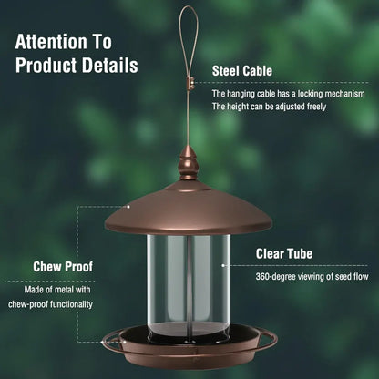 360-Degree Perch Metal Bird Feeder with Easy Refill and Cleaning Design
