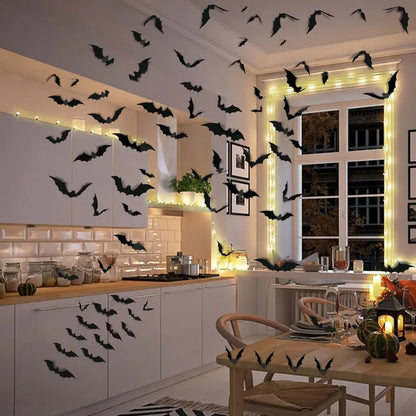 3D Bat Wall Decal Set for Halloween Party Decor