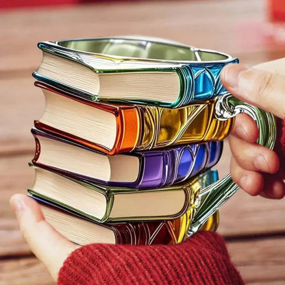 3D Book-Shaped Glass Coffee Mug - Literary Themed Novelty Gift Cup