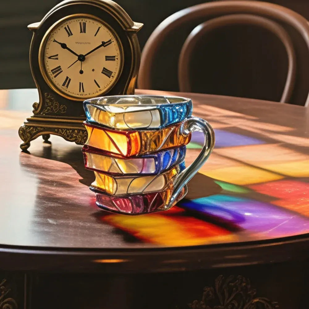 3D Book-Shaped Glass Coffee Mug - Literary Themed Novelty Gift Cup