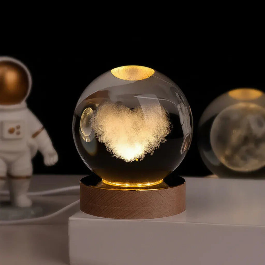 3D Engraved Planet Crystal Ball LED Desk Night Light