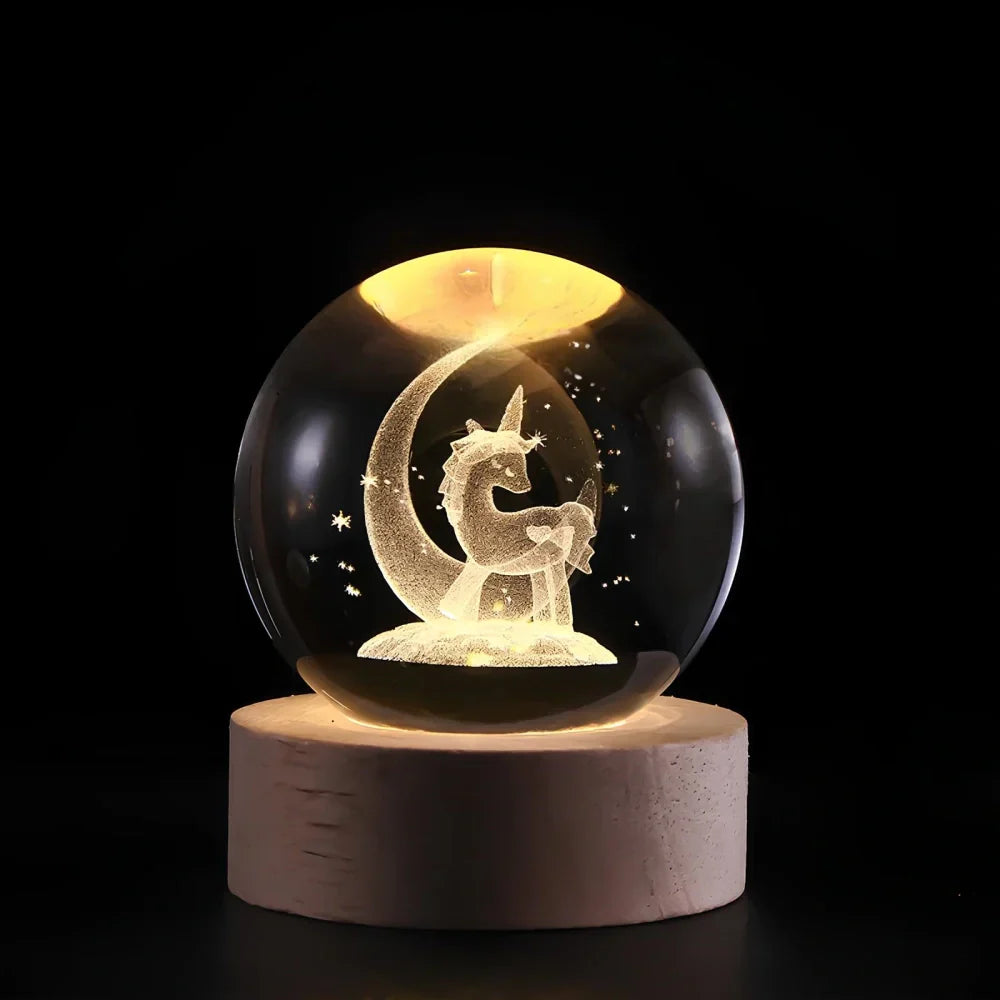 3D Engraved Planet Crystal Ball LED Desk Night Light
