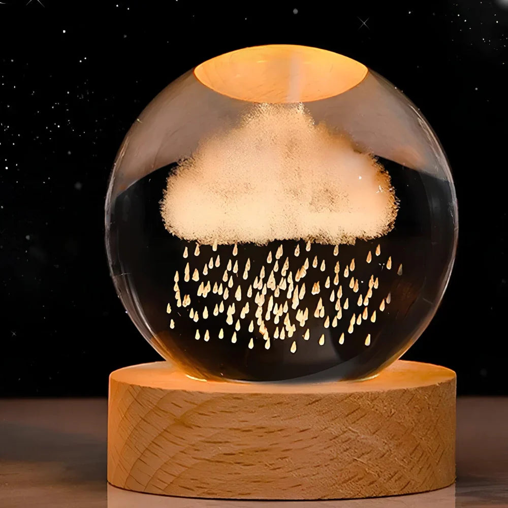 3D Engraved Planet Crystal Ball LED Desk Night Light