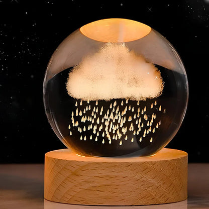 3D Engraved Planet Crystal Ball LED Desk Night Light