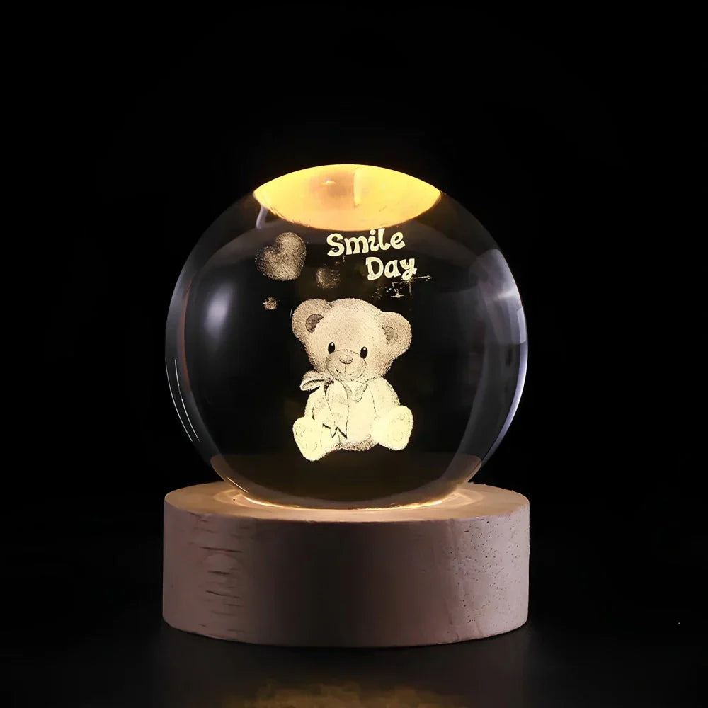 3D Engraved Planet Crystal Ball LED Desk Night Light