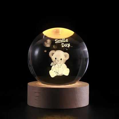 3D Engraved Planet Crystal Ball LED Desk Night Light