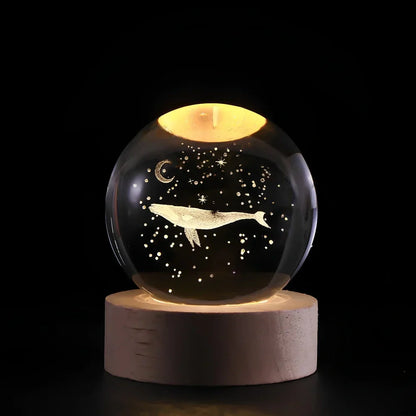 3D Engraved Planet Crystal Ball LED Desk Night Light