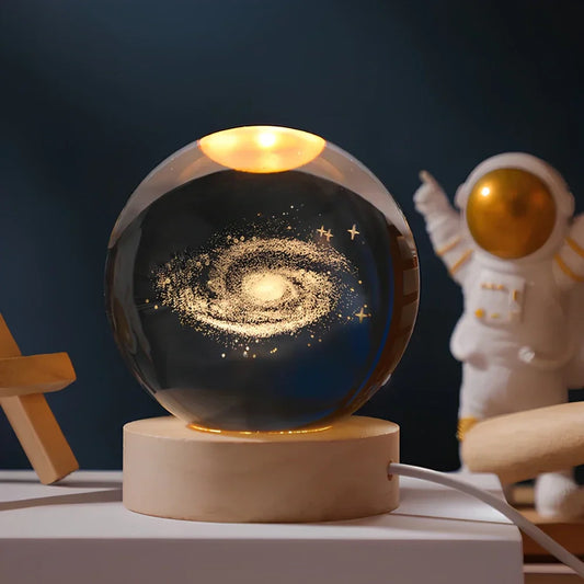 3D Engraved Planet Crystal Ball LED Desk Night Light