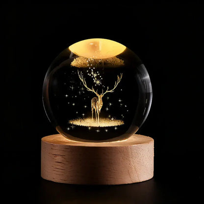 3D Engraved Planet Crystal Ball LED Desk Night Light