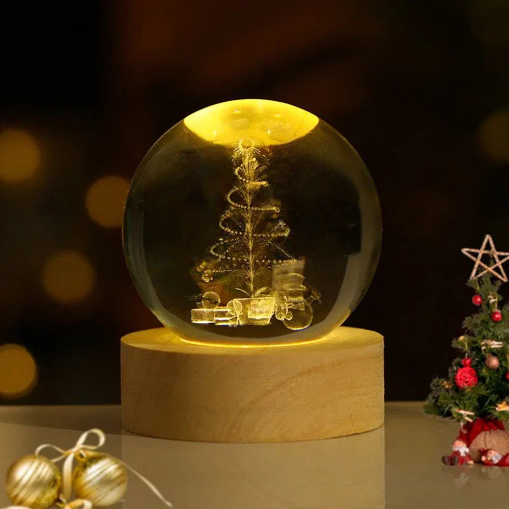 3D Engraved Planet Crystal Ball LED Desk Night Light