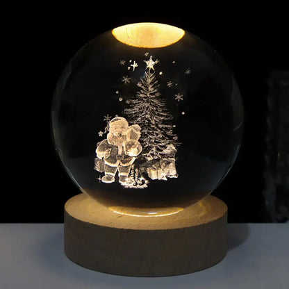 3D Engraved Planet Crystal Ball LED Desk Night Light