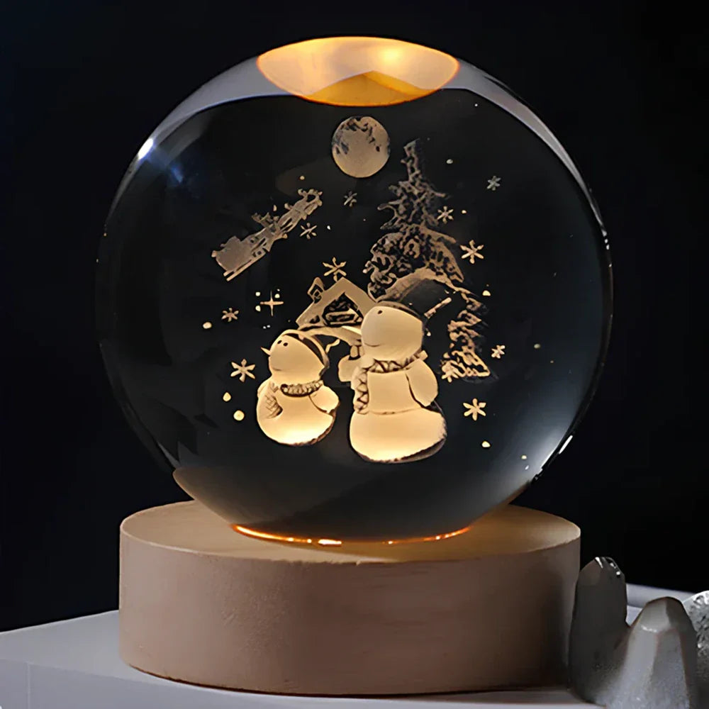 3D Engraved Planet Crystal Ball LED Desk Night Light