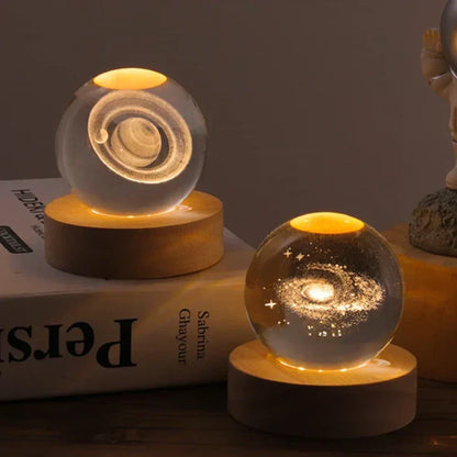 3D Engraved Planet Crystal Ball LED Desk Night Light