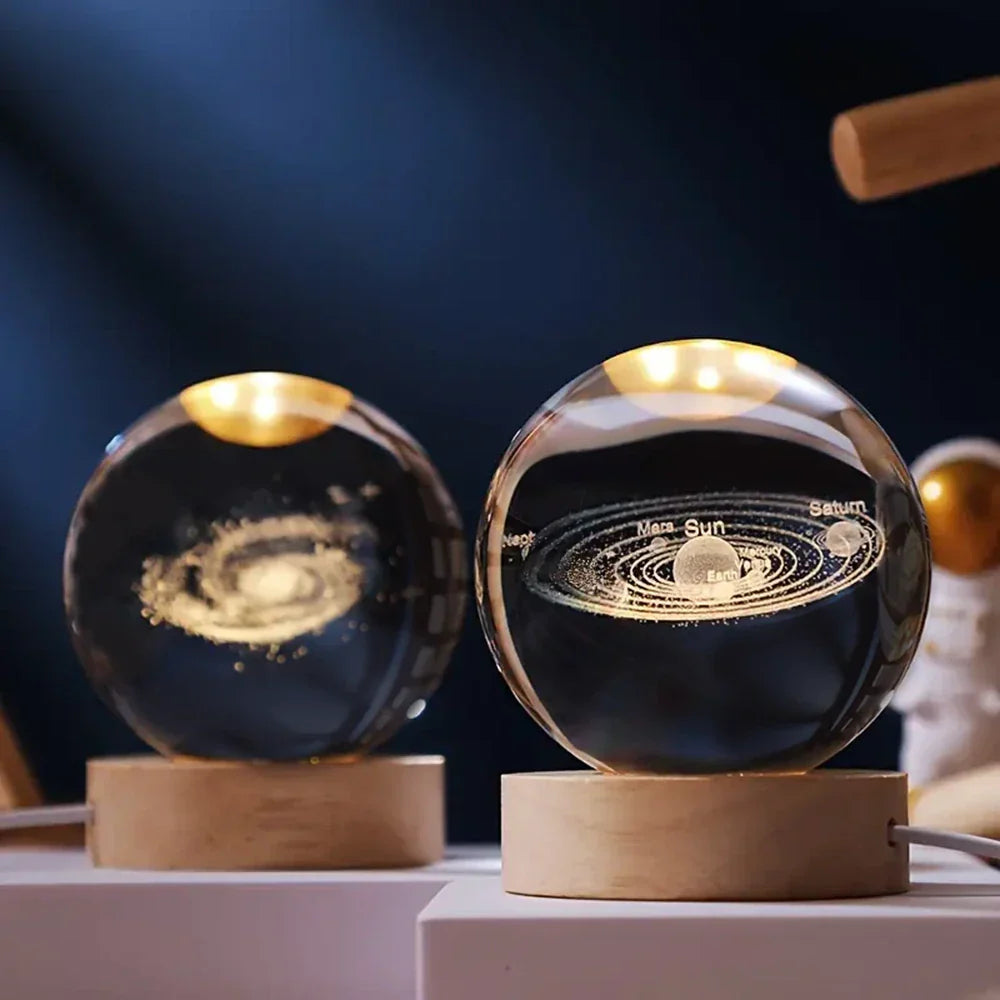 3D Engraved Planet Crystal Ball LED Desk Night Light