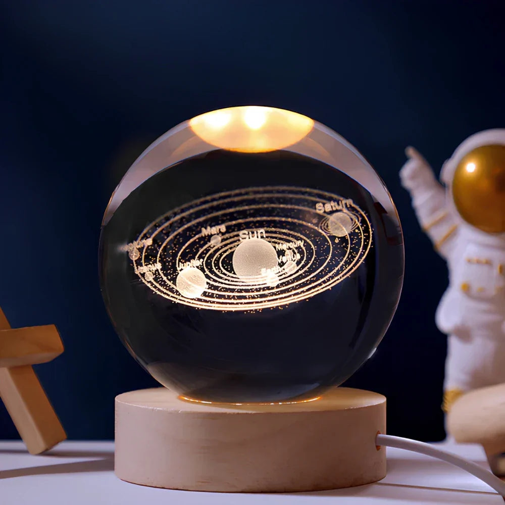 3D Engraved Planet Crystal Ball LED Desk Night Light